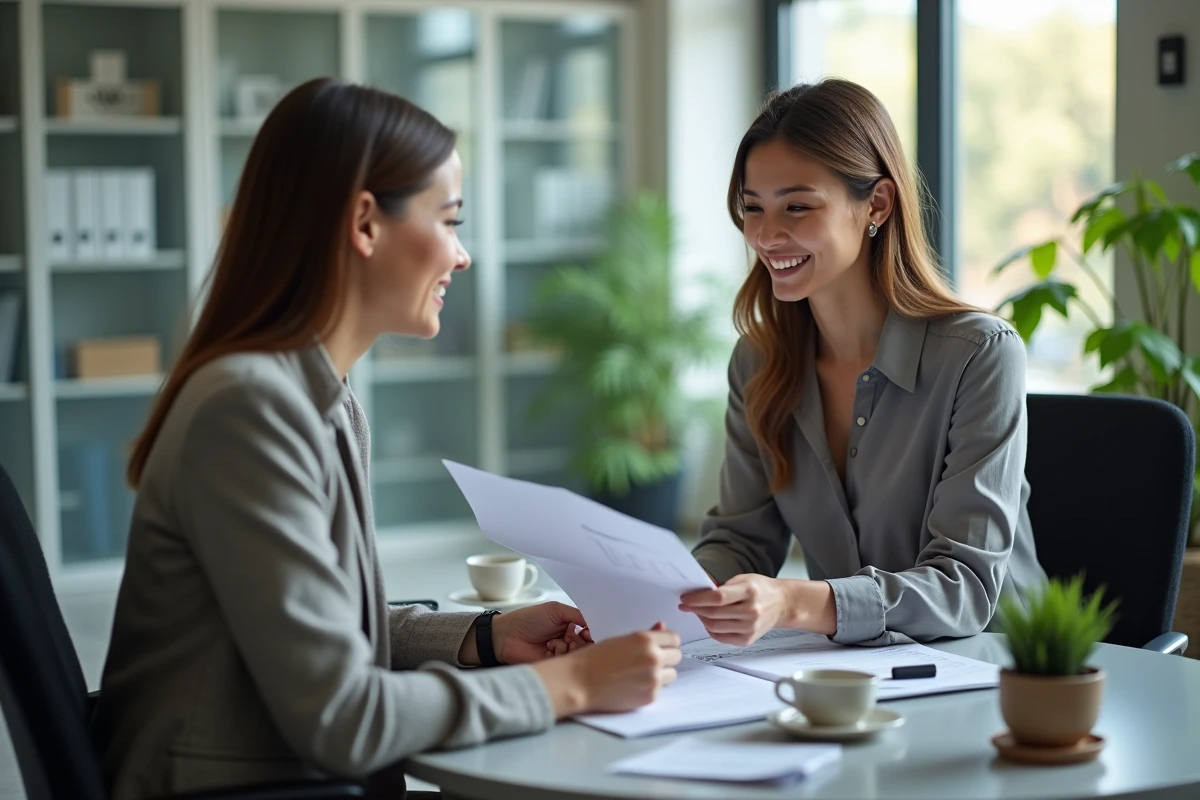 Jeune agente assurance souriante lors d