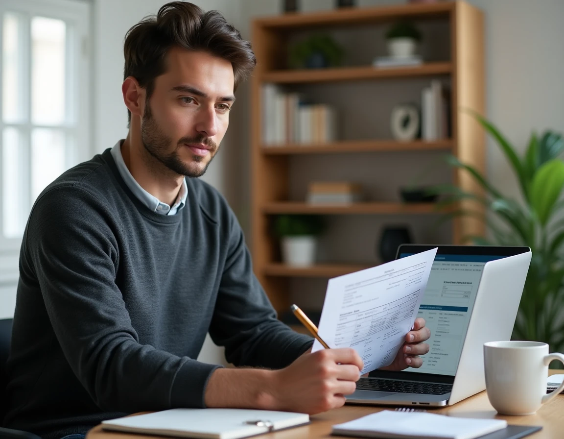 Un homme analysant ses relevés bancaires en ligne pour négocier ses frais à La Banque Postale en 2026