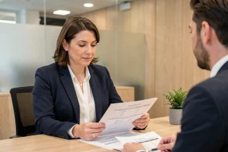 Femme consultant un conseiller financier CA56 pour sécuriser son épargne et ses placements