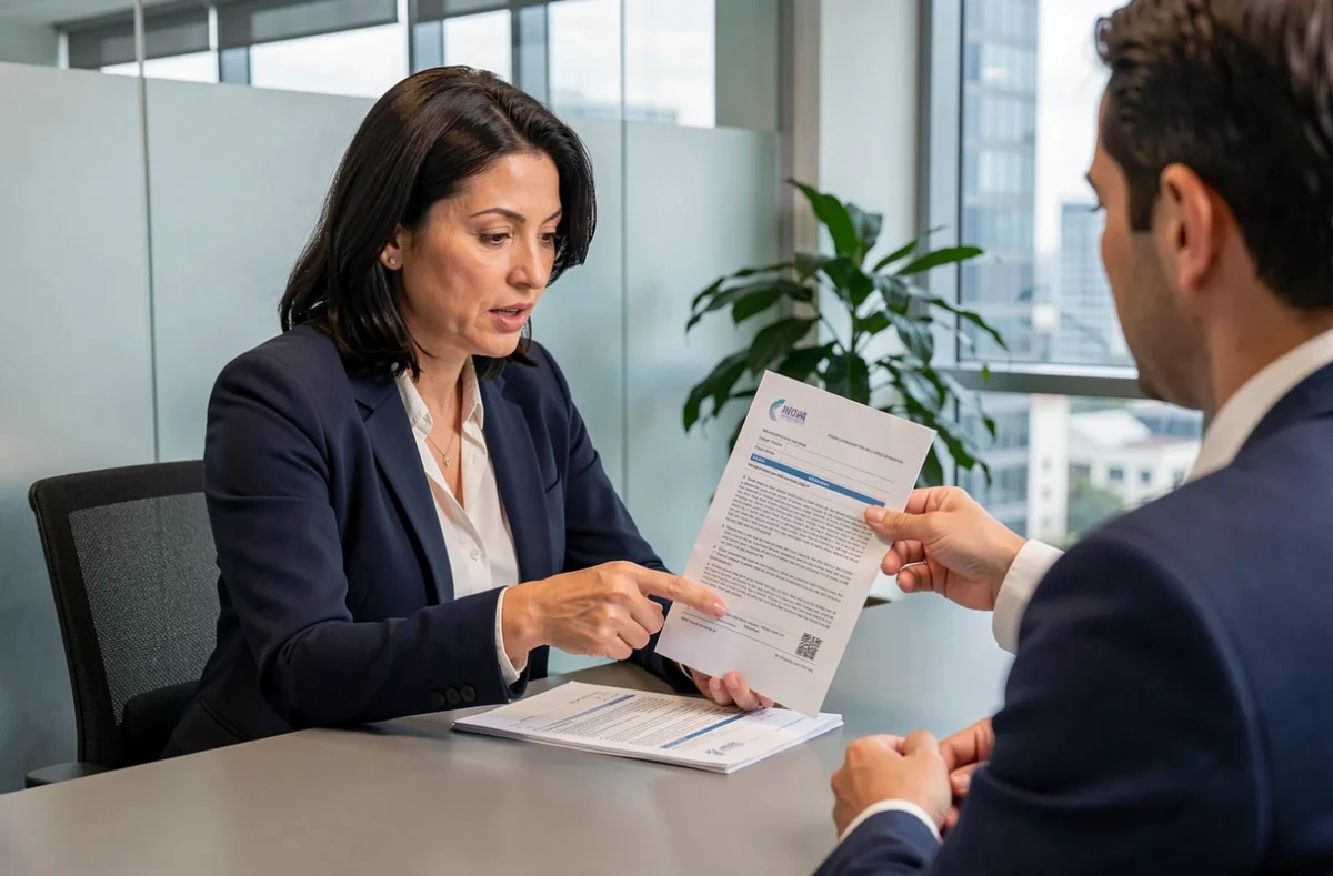 Une femme consulte un conseiller financier pour changer son assurance emprunteur grâce à la loi Hamon