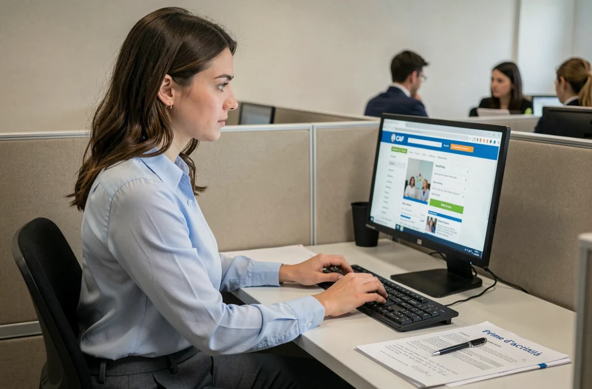 Employée au SMIC consultant le site de la CAF pour simuler le montant de sa prime d'activité