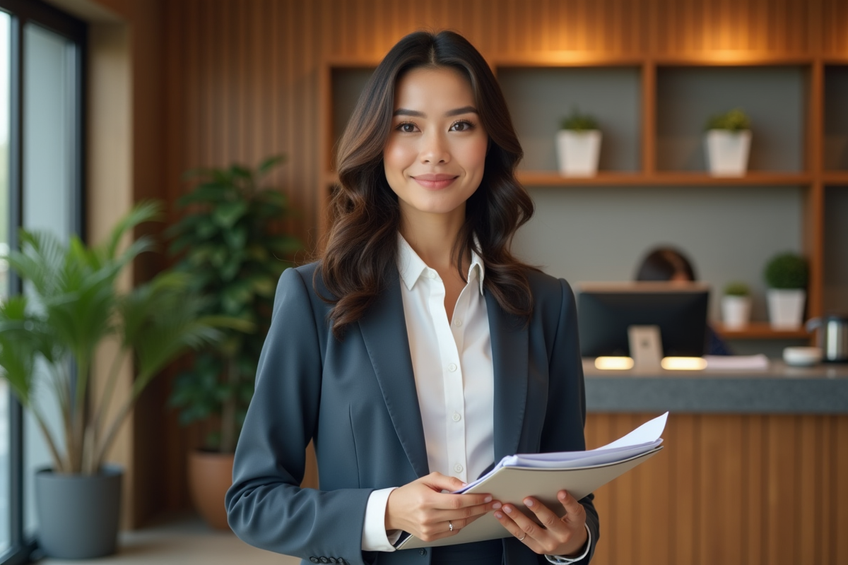 Femme professionnelle en banque discutant avec un conseiller