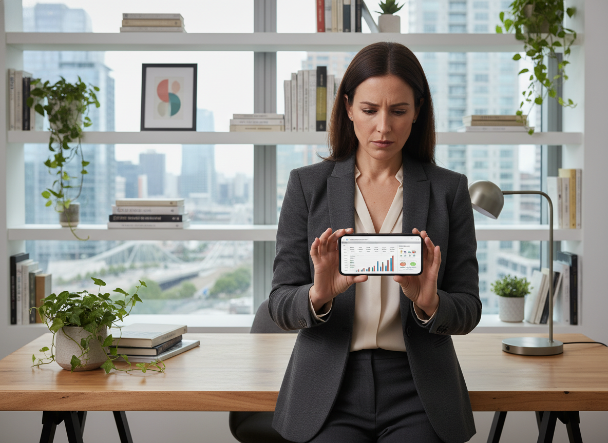 Femme examinant des applications de crédit sur son smartphone