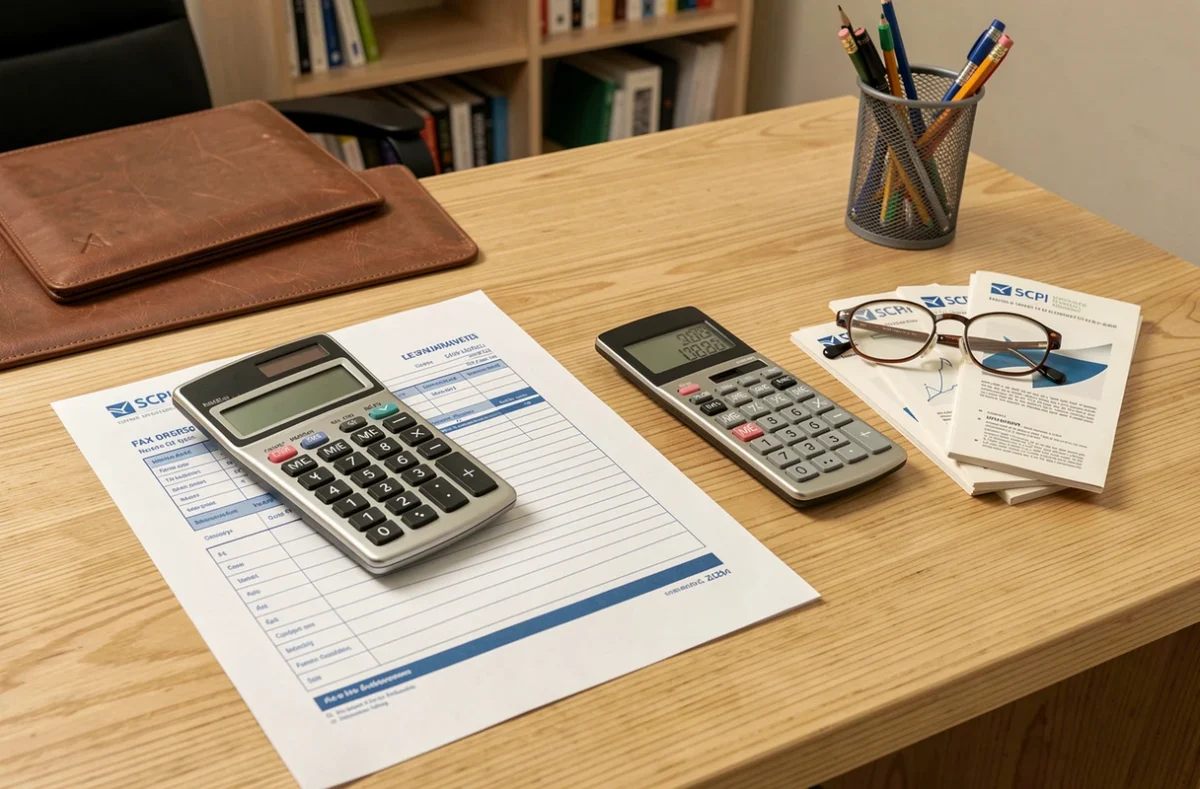 Formulaire fiscal SCPI et calculatrice sur un bureau pour illustrer la flat tax sur les revenus