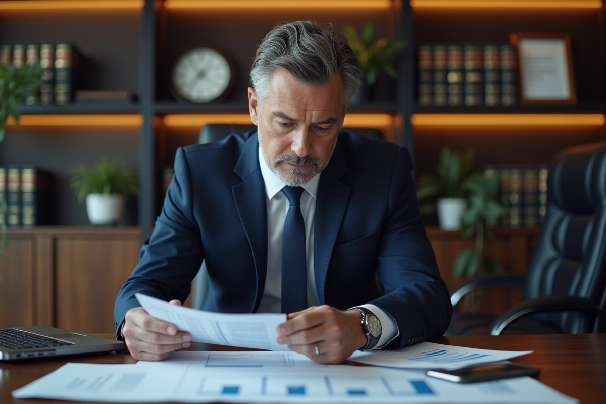 Homme d affaires en costume bleu dans un bureau professionnel