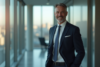 Homme d'affaires confiant dans un bureau moderne
