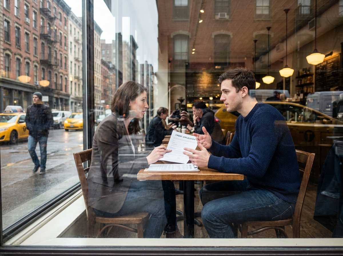 Homme discutant de crédit conso avec un conseiller