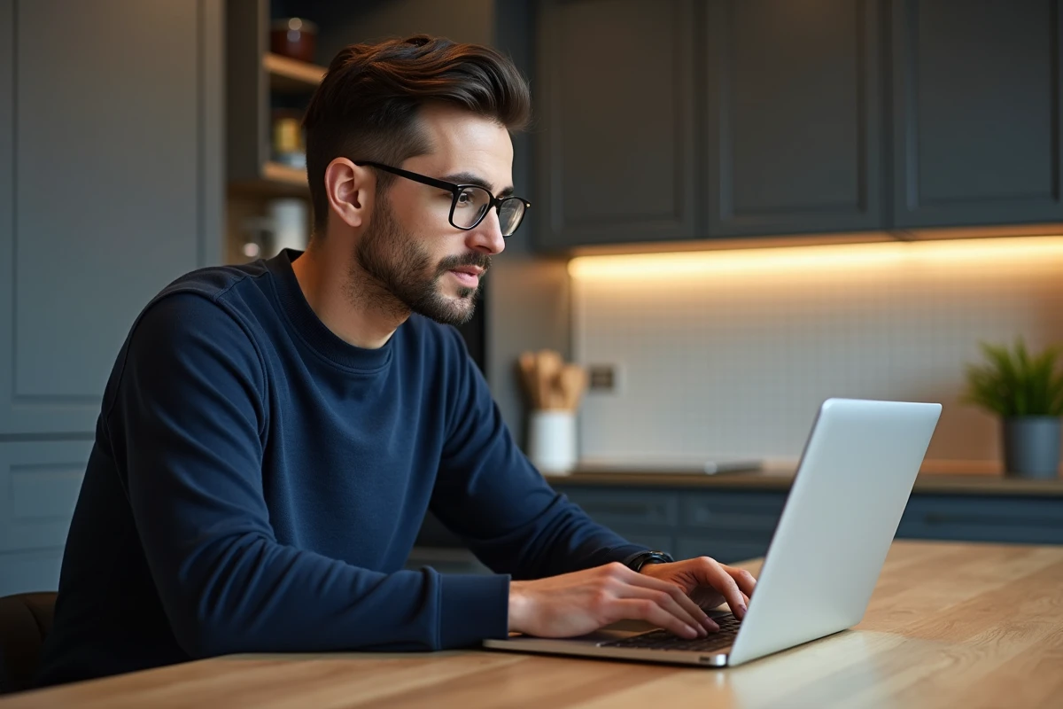 Homme regardant des graphiques bitcoin sur son ordinateur