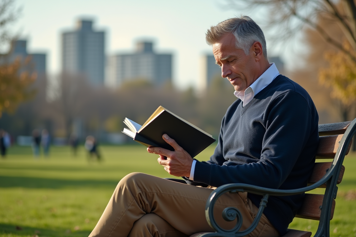 Homme lisant un livre d