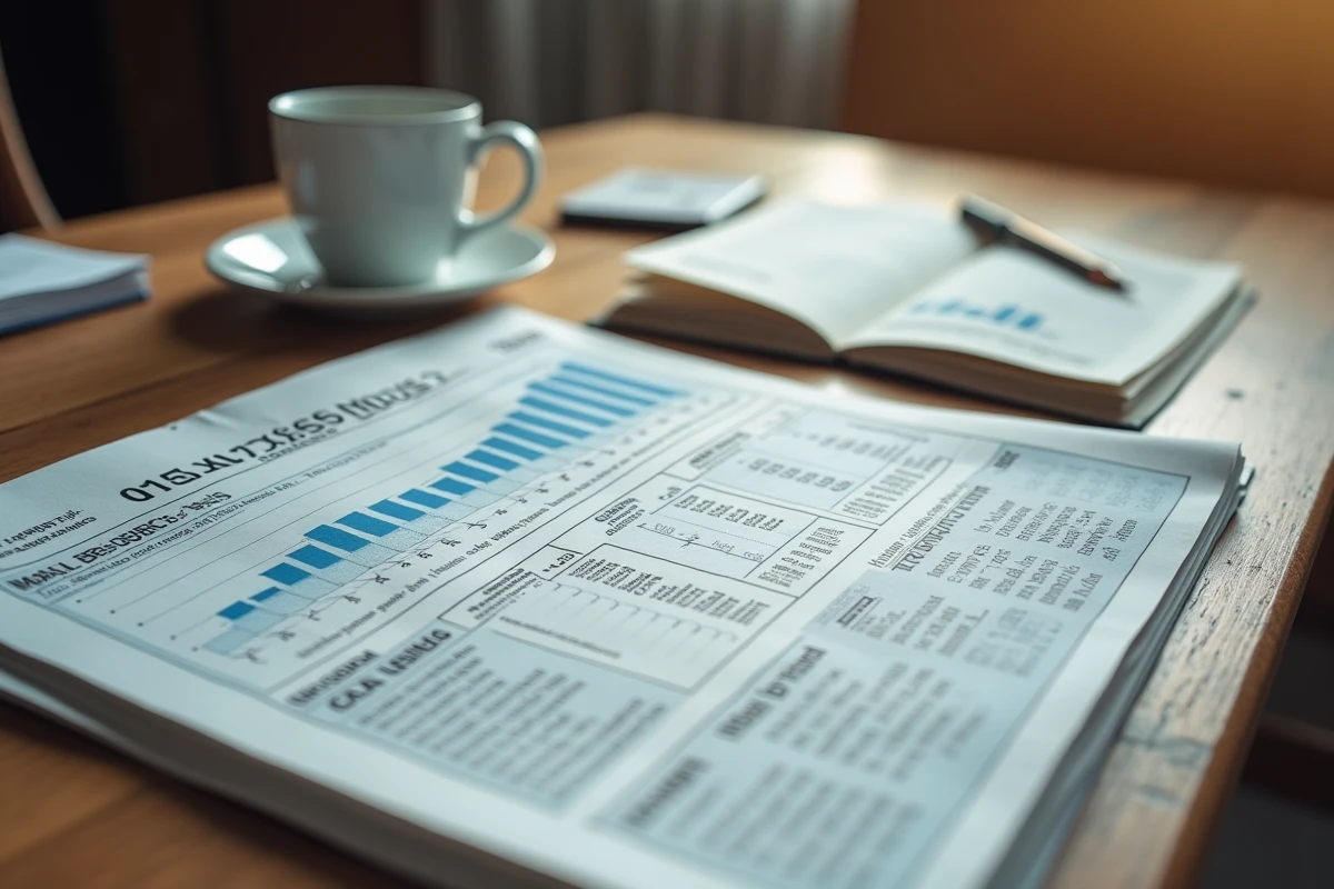 Gros plan sur un journal financier ouvert aux cotations boursières européennes avec le cours d'Air Liquide annoté à la main